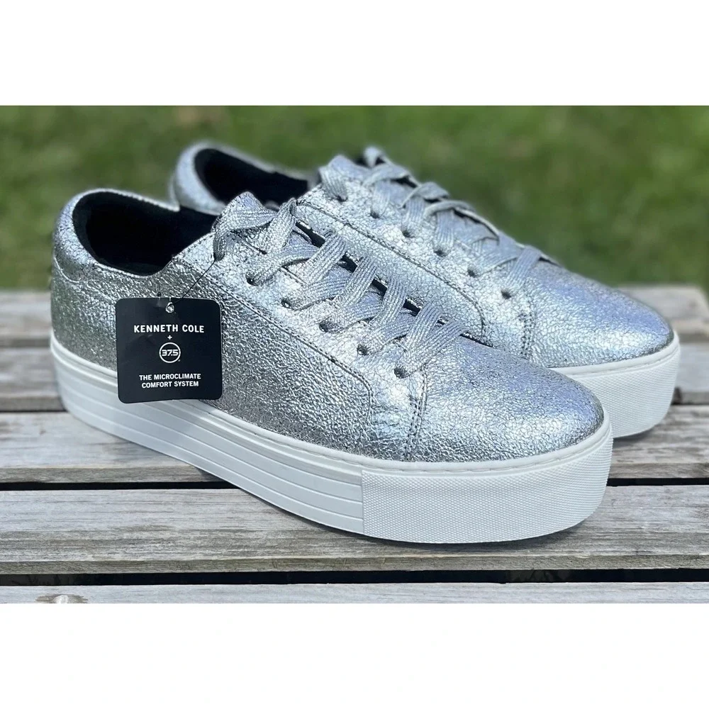 Kenneth Cole Shoes Womens Size 10M Platform Leather Lace Up Sneaker Casual Fashi